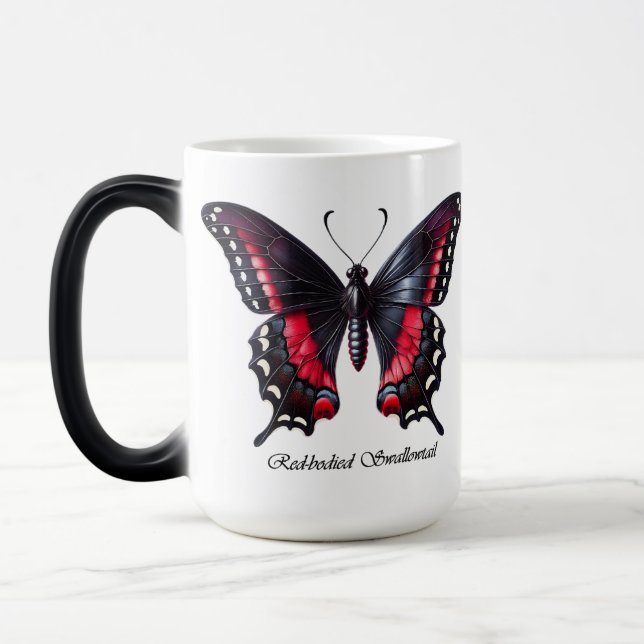 Elegant Red Bodied Swallowtail Butterfly Wrap  Magic Mug (Left)