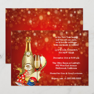 Elegant Red Bohek Lights New Years Eve Party Invitation