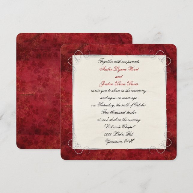 Elegant Red Border Invitation (Front/Back)