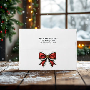 Elegant Red Bow Christmas Holiday Envelope