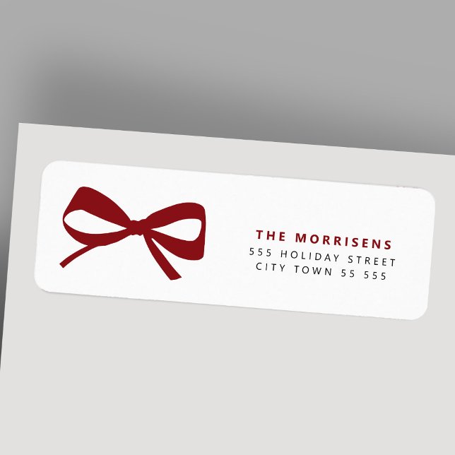 Elegant red bow Christmas holiday return address (Créateur téléchargé)