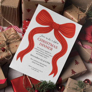 Elegant Red Bow Christmas Party -  Invitation