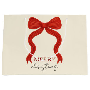 Elegant Red Bow Christmas Party - Large Gift Bag