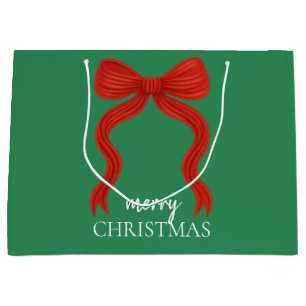 Elegant Red Bow Christmas Party - Large Gift Bag