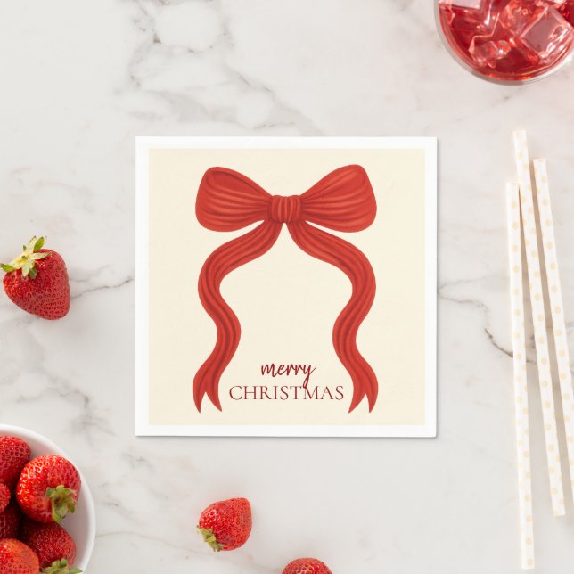 Elegant Red Bow Christmas Party -  Napkin (Insitu)