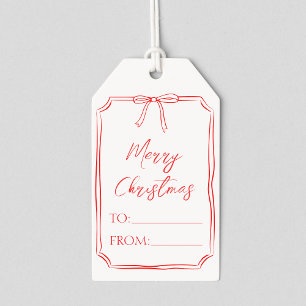 Elegant Red Bow Customizable Minimalist Christmas  Gift Tags