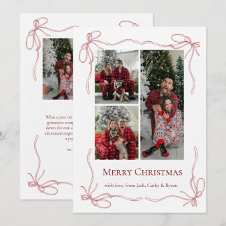 Elegant Red Bow Family Christmas Photo Holiday Card