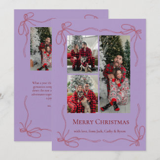 Elegant Red Bow Family Christmas Photo Holiday Card