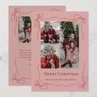 Elegant Red Bow Family Christmas Photo Holiday Card