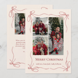 Elegant Red Bow Family Christmas Photo Holiday Card