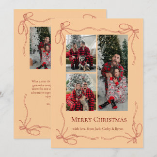 Elegant Red Bow Family Christmas Photo Holiday Card