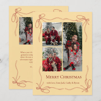 Elegant Red Bow Family Christmas Photo Holiday Card