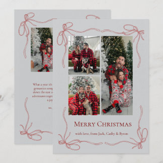 Elegant Red Bow Family Christmas Photo Holiday Card