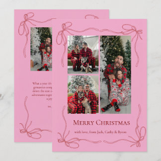 Elegant Red Bow Family Christmas Photo Holiday Card
