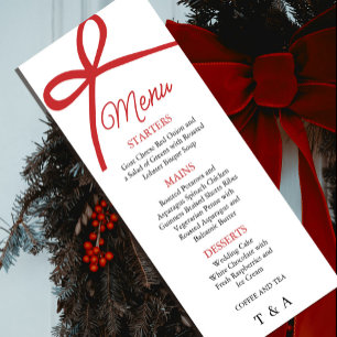 Elegant Red Bow Wedding Menu
