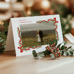 Elegant Red Bow with Greenery Photo Christmas Holiday Card<br><div class="desc">Elegant Red Bow with Greenery Photo Christmas Holiday Card. Click the personalize/edit with design tool button to customize this design with your personal details.</div>