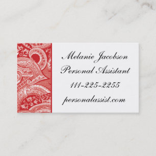 Elegant Red Brocade border business card