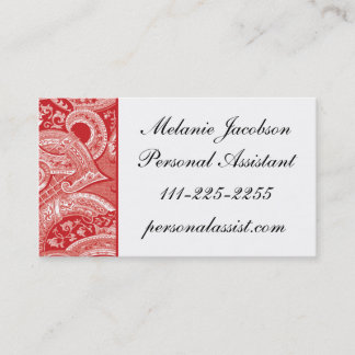 Elegant Red Brocade border business card