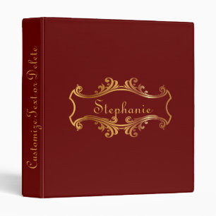 Elegant Red Burgundy Maroon Gold Personalized Chic Binder