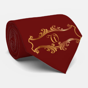 Elegant Red Burgundy Maroon Gold Personalized Chic Tie