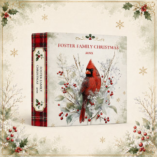 Elegant Red Cardinal Holiday Christmas Photo Album Binder