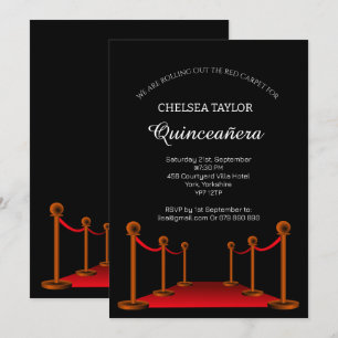 Elegant Red Carpet Quinceañera Personalised  Invitation