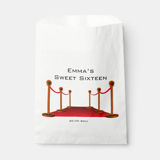 Elegant Red Carpet Sweet 16th Birthday Party   Favour Bag (Front)