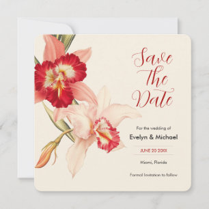 Elegant Red Cattleya Orchids Wedding Save The Date