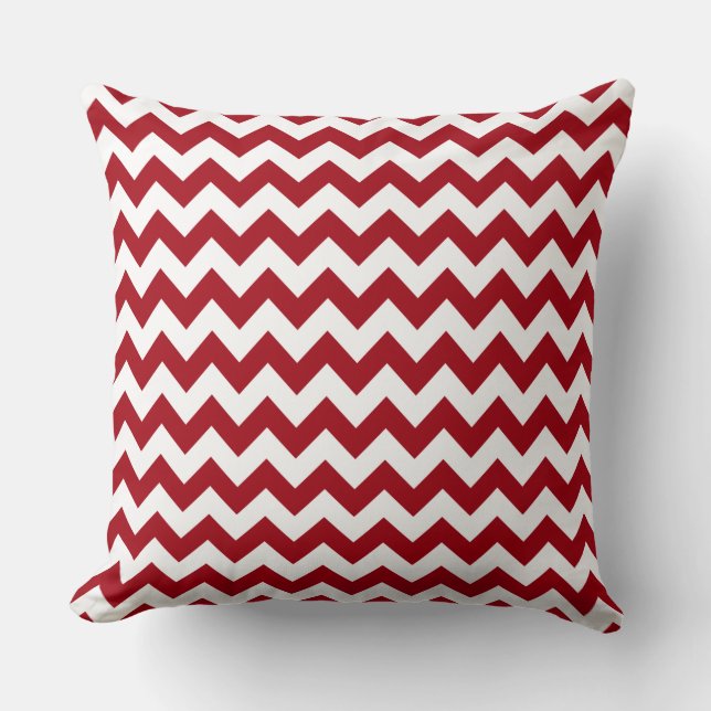 Elegant Red Chevron Striped Pattern Throw Pillow (Front)