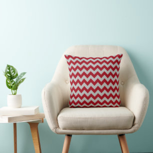 Elegant Red Chevron Striped Pattern Throw Pillow