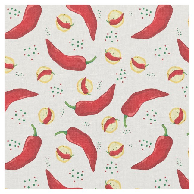 Elegant Red Chile Pattern Fabric (Close Up)
