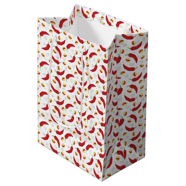 Elegant Red Chile Pattern Medium Gift Bag (Front Angled)