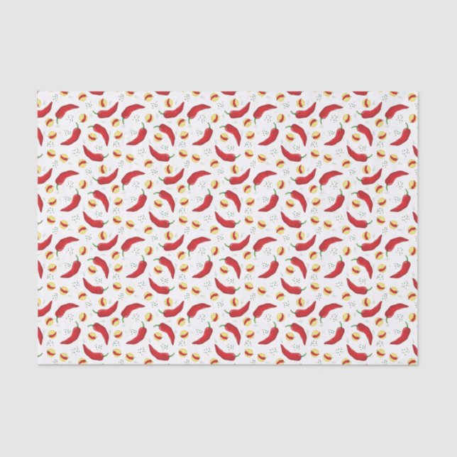 Elegant Red Chile Pattern Tissue Paper (Front)