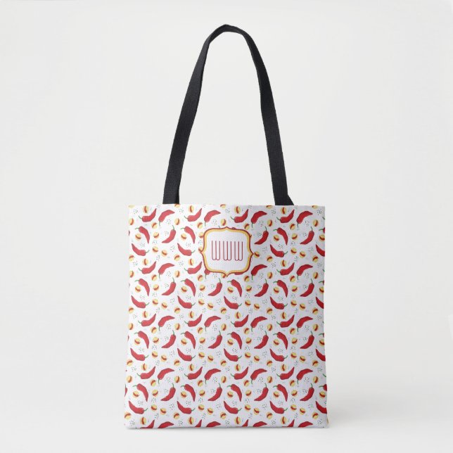 Elegant Red Chile Pattern Tote Bag (Front)