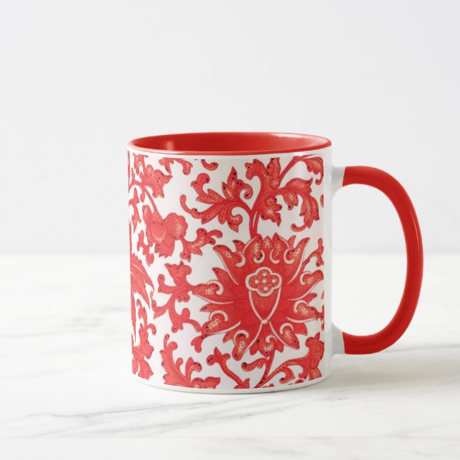 Elegant Red Chinese Floral Mug (Right)