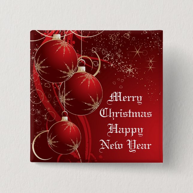 Elegant Red Christmas 2 Inch Square Button (Front)
