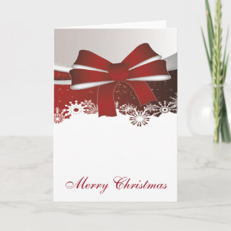 Elegant Red Christmas Bow 2 Holiday Card