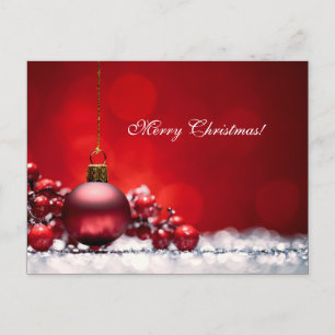 Elegant Red Christmas Candle Ornament Holiday Postcard