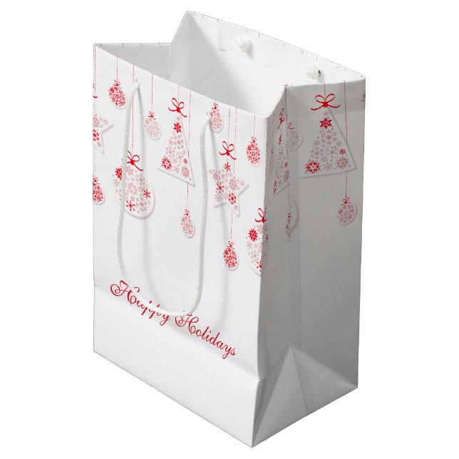 Elegant Red Christmas Decoration Gift Bag (Front Angled)