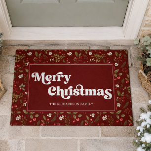 Elegant Red Christmas Doormat