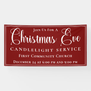 Elegant Red Christmas Eve Candlelight Service Banner
