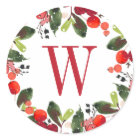 Elegant Red Christmas Greenery Monogram Wreath