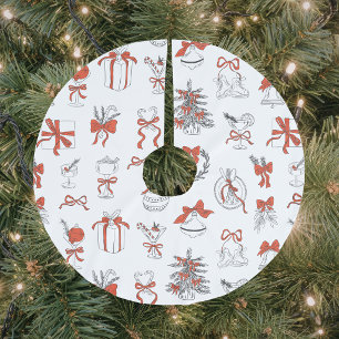Elegant Red Christmas Holiday Brushed Polyester Tree Skirt