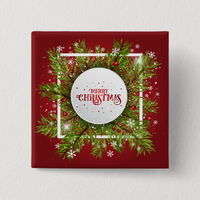 Elegant Red Christmas Holiday | Pin Button (Front)