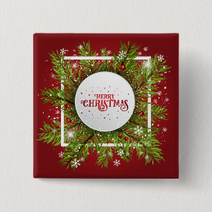 Elegant Red Christmas Holiday   Pin Button