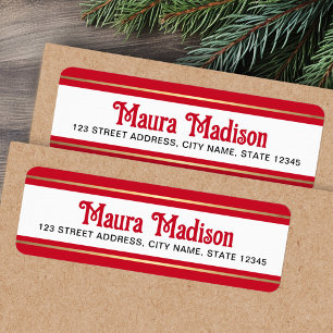 Elegant red Christmas holiday return address