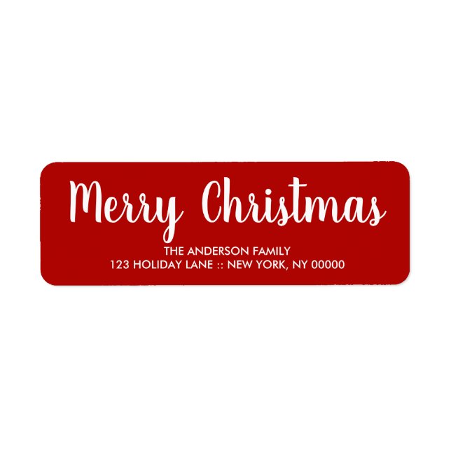 Elegant red Christmas Return Address  (Front)