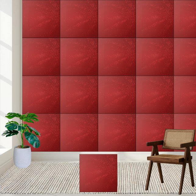 Elegant Red Christmas Snowflake Sparkle  Tile (Elegant Red Christmas Snowflake Sparkle Ceramic Tile)