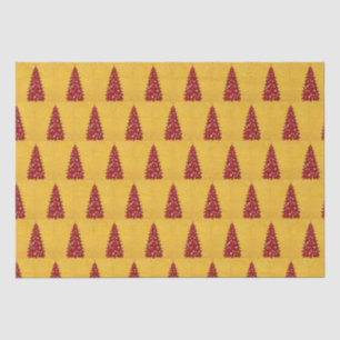 Elegant Red Christmas tree Gold merry Xmas Patter Tissue Paper