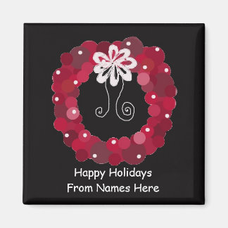Elegant Red Christmas Wreath Magnet